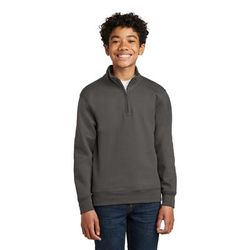 Port & Company PC78YQ Youth Core Fleece 1/4-Zip Pullover Sweatshirt in Charcoal size Medium | Cotton Polyester