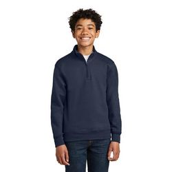 Port & Company PC78YQ Youth Core Fleece 1/4-Zip Pullover Sweatshirt in Navy Blue size Large | Cotton Polyester