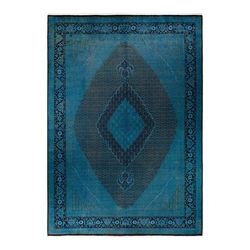 Overton Hand Knotted Wool Vintage Inspired Modern Contemporary Overdyed Blue Area Rug - 10' 2" x 14' 9"