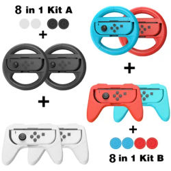 8 in 1 Siwthc Oled accessori Kit 2 volante da corsa 2 impugnature 4 tappi analogici per Nintendo