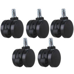 2" Metal PU Office Chair Swivel Casters Furniture Wheels Grip Ring Stem with Brake for Sofa Bed Goods Shelf Storage Rack 5Pcs