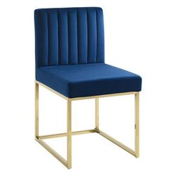 Carriage Channel Tufted Sled Base Performance Velvet Dining Chair - East End Imports EEI-3806-GLD-NAV