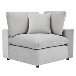 Commix Down Filled Overstuffed Performance Velvet Corner Chair - East End Imports EEI-4366-LGR