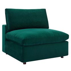 Commix Down Filled Overstuffed Performance Velvet Armless Chair - East End Imports EEI-4367-GRN