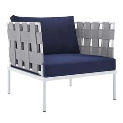 Harmony Sunbrella® Outdoor Patio Aluminum Armchair - East End Imports EEI-4956-GRY-NAV