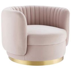 Embrace Tufted Performance Velvet Swivel Chair - East End Imports EEI-4997-GLD-PNK