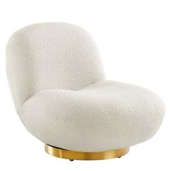 Kindred Boucle Upholstered Upholstered Fabric Swivel Chair - East End Imports EEI-5485-GLD-IVO
