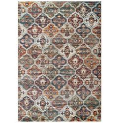 Tribute Azalea Distressed Vintage Floral Lattice 5x8 Area Rug - East End Imports R-1185A-58