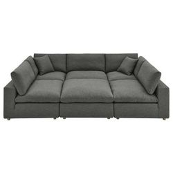 Commix Down Filled Overstuffed 6-Piece Sectional Sofa - East End Imports EEI-5761-GRY