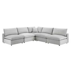 Commix Down Filled Overstuffed Performance Velvet 5-Piece Sectional Sofa - East End Imports EEI-4822-LGR