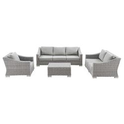 Conway 4-Piece Outdoor Patio Wicker Rattan Furniture Set - East End Imports EEI-5091-GRY