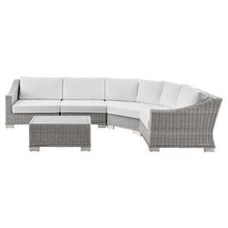 Conway Outdoor Patio Wicker Rattan 5-Piece Sectional Sofa Furniture Set - East End Imports EEI-5093-WHI