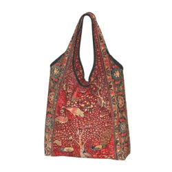 Personalizzato antico tappeto persiano uccello albero fiori Shopping Bag portatile grande capacità