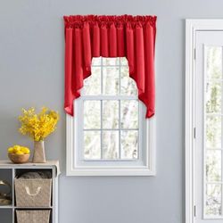 Stacey Curtain Color Lined Swag Set by Ellis Curtains in Red (Size 126"W 63" L)