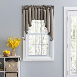 Stacey Curtain Color Lined Swag Set by Ellis Curtains in Grey (Size 126"W 36" L)
