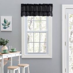 Stacey Curtain Ruffled Filler Valance by Ellis Curtains in Black