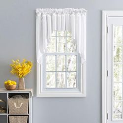 Stacey Curtain Color Lined Swag Set by Ellis Curtains in White (Size 126"W 63" L)