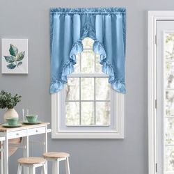 Stacey Curtain Ruffled Swag by Ellis Curtains in Slate