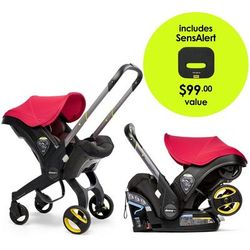 Doona+ Infant Car Seat & Stroller + SensAlert Pad Bundle - Flame Red