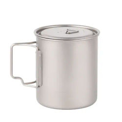Lightweight Outdoor Titanium Pot 300ml 450ml 750ml Picnic Titanium Camping Cookware Water Mug