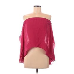 Atelier Short Sleeve Blouse: Burgundy Tops - Women's Size Medium