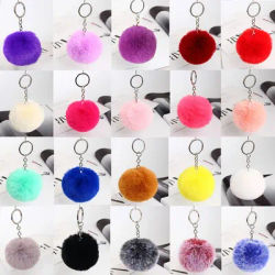 20 colori Fluffy Fur Pom Pom portachiavi Soft Faux Fur-like Ball portachiavi per auto portachiavi