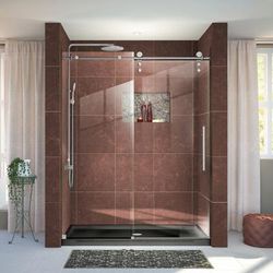 Dreamline DreamLine Enigma-Z 56 - 60 inch W x 76 inch H Frameless Sliding Shower Door in Brushed Stainless Steel SHDR-6260760-07