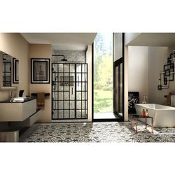 Dreamline DreamLine Unidoor Toulon 46 - 46 1/2 inch W x 72 inch H Frameless Hinged Shower Door in Matte Black SHDR-2446720-89