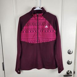 Adidas Tops | Adidas Women's Quarter Zip Pullover Climawarm Printed Size L | Color: Purple/Red | Size: L