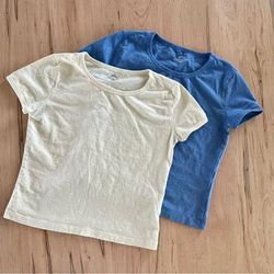 J. Crew Tops | J.Crew Organic Slub Lot Of 2 | Color: Blue/Yellow | Size: Xxs