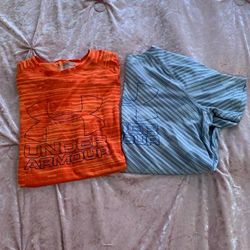 Under Armour Shirts & Tops | Bundle Of Two Short Sleeve Heat Gear Shirts, Nice! | Color: Gray/Orange | Size: Lb