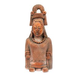 Ceramic sculpture, 'Maya Lady of Weaves'
