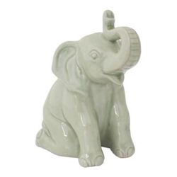 'Green Elephant Welcome' - Celadon Ceramic Figurine
