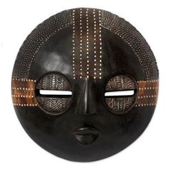 Ghanaian wood mask, 'Kokobene Luck'