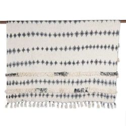 Cozy Elegance,'Tie-Dye Cotton Throw with Tufted Embroidery'