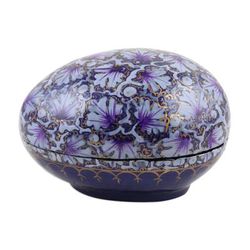 Purple Chinar Foliage,'India Handmade Purple Leaf Papier Mache Box (3 inch)'