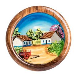 'Cedar Wood Hand-Painted Decorative Plate from Costa Rica'