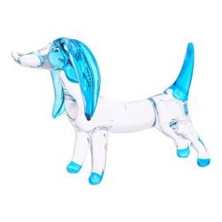 Peace Dachshund,'Handblown Light Blue Glass Dachshund Dog Figurine'