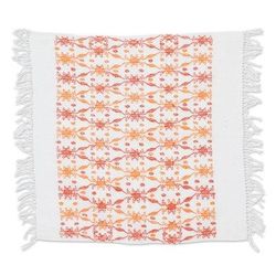 Sunset Over the Forest,'Leafy Handwoven Orange and Red Cotton Placemat'