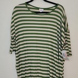 Lularoe Tops | L Striped Lularoe Irma | Color: Cream/Green | Size: L