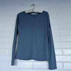 Lululemon Athletica Tops | Lululemon Heathered Blue Long Sleeve | Size 4 | Color: Blue/Red | Size: 4