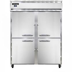 Continental 2RESNHD 57" 2 Section Reach In Refrigerator, 4 Left/Right Hinge Solid Doors, Top Compressor, 115v, Stainless Steel & Aluminum, Silver