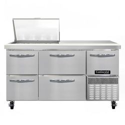 Continental RA60N12M-D 60" Sandwich/Salad Prep Table w/ Refrigerated Base, 115v, Stainless Steel