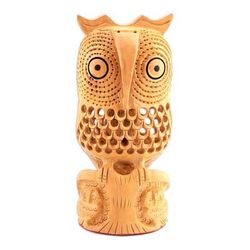 'Night Owl Mom' - Jali Art Sculpture Hand Carved in India