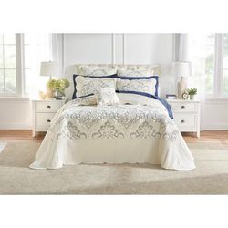 Amelia Bedspread by BrylaneHome in Ivory Navy (Size TWIN)