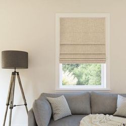 Wide Width Sun Zero™ Somerton Textured 100% Blackout Cordless Roman Shade by BrylaneHome in Taupe (Size 33" W 64" L)