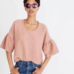 Madewell Tops | Madewell Texture & Thread Gathered Sleeve Top Xs | Color: Cream/Pink | Size: Xs