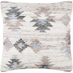 Livvy 20" Square Rustic Ice Blue/White/Black/Medium Brown/Navy/Blue Throw Pillow - Boutique Rugs