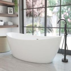 Randolph Morris Gloria 71 Inch Acrylic Double Slipper Freestanding Tub and Faucet Package GLORIA-MB-PKG