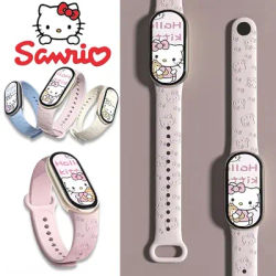 Sanrio Hello Kitty Bracelet de montre pour Xiaomi Mi Band 8 7 6 5 4 3 Bracelet en Silicone Bracelet Smartwatch accessoires cadeau d'anniversaire